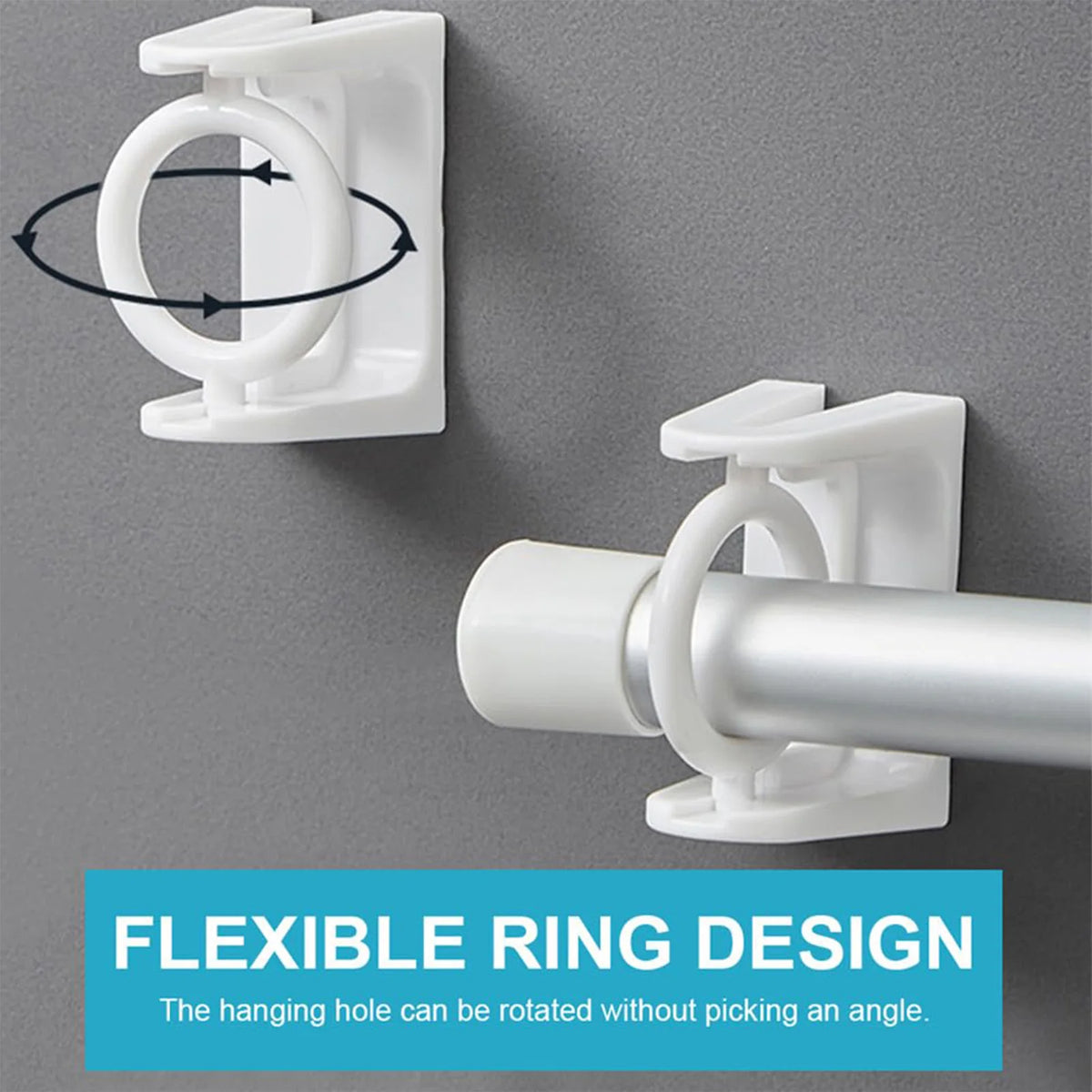 Self-Adhesive Curtain Rod Clamp Hooks – Punch-Free Wall Hanging Holders