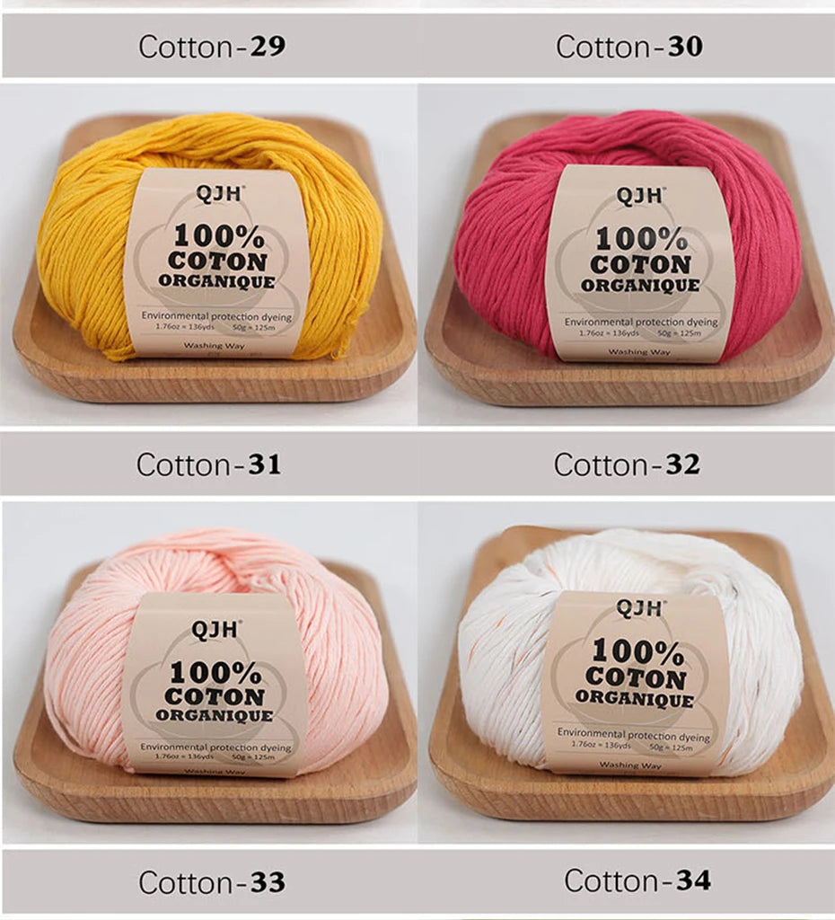 100% Organic Cotton Yarn for Knitting and Crocheting (2-Pack)