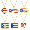Stainless Steel Puerto Rico Map Pendant Necklace
