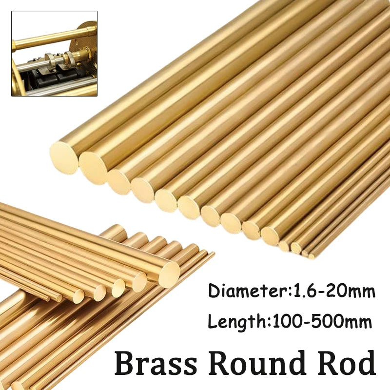 A bundle of brass round rods showing various diameters and lengths for wire and tube making.