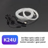 A roll of 3m fiber optic cable and a 1m fiber optic cable with connectors for a center console or gear panel.
