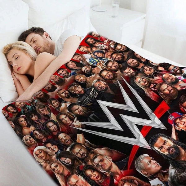 WWE Pro Wrestling Themed Plush Throw Blanket