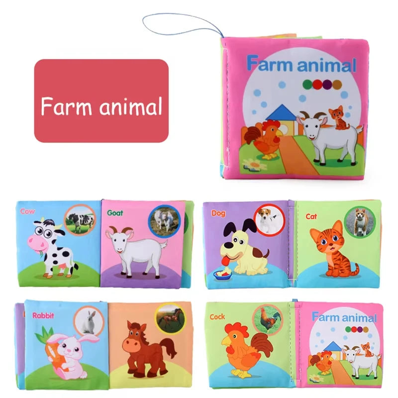 Sensory Cloth Books for Babies with Teether & Crinkle Pages