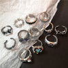 Punk Crystal Heart Butterfly Geometric Ring