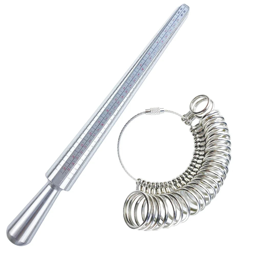 Metal Ring Sizer Mandrel with Stainless Steel Gauge Set