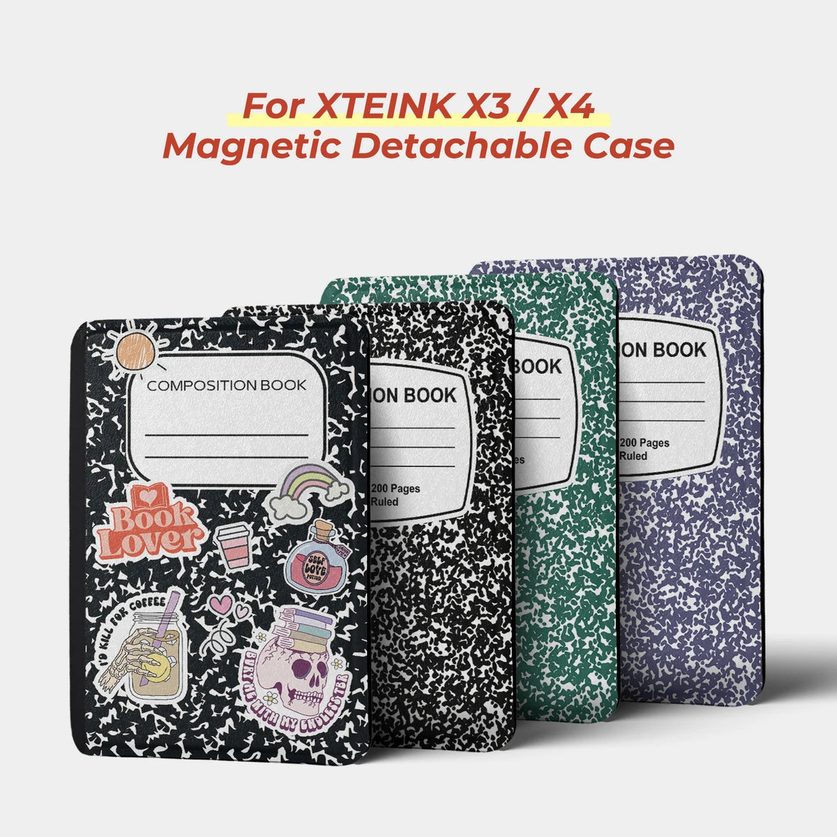 Composition Book Style Folio Case with Magnetic Closure for XTEINK X3 and X4