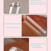 Three views of a glass bottle with a cork stopper showing its smooth finish and elegant design.