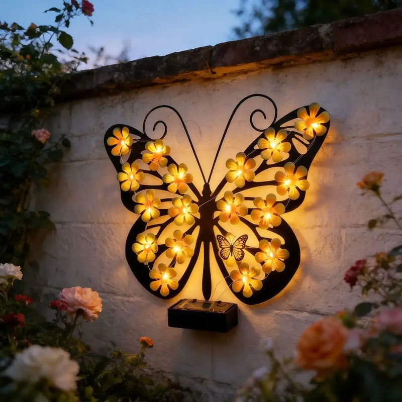Solar-Powered Butterfly Wall Sconce