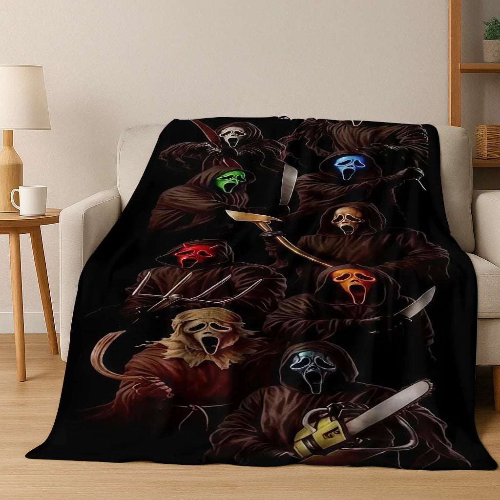 Ghost Face Horror Character Flannel Throw Blanket