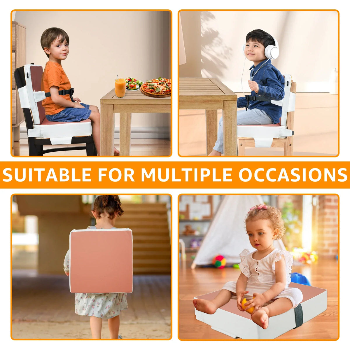 Toddler Booster Seat with Memory Foam Cushion and Safety Belts