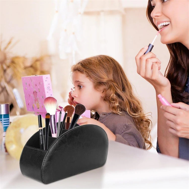 PU Leather Remote Control Organizer with 5 Compartments