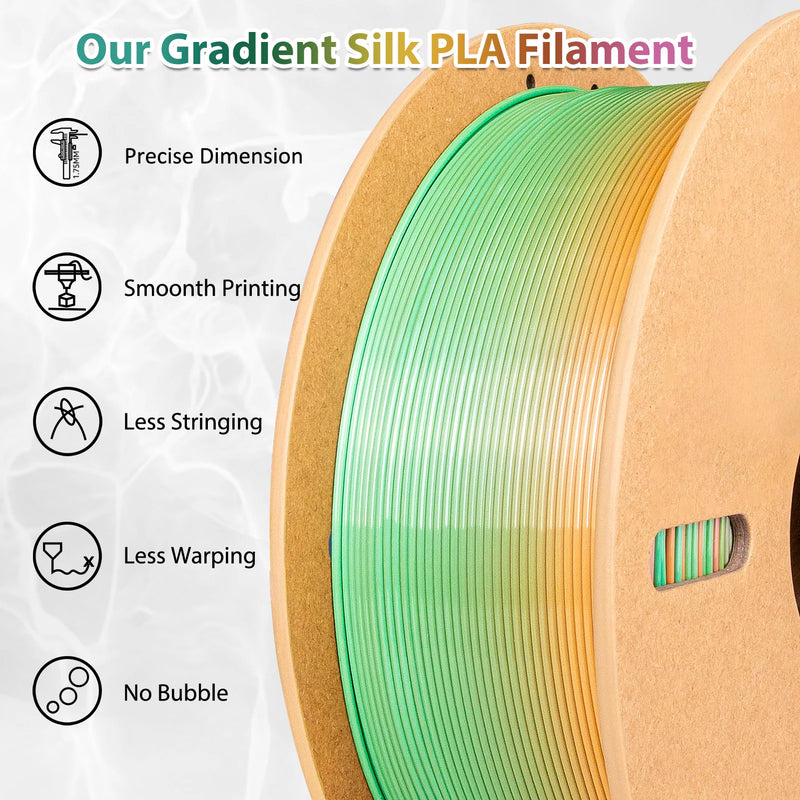 Silk Rainbow PLA Filament - Color Gradient