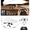 A kit for a DIY remote-controlled paper airplane, showing the finished plane and components.