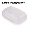 A large transparent white portable soap holder with a lid, designed as a leak-proof travel case.