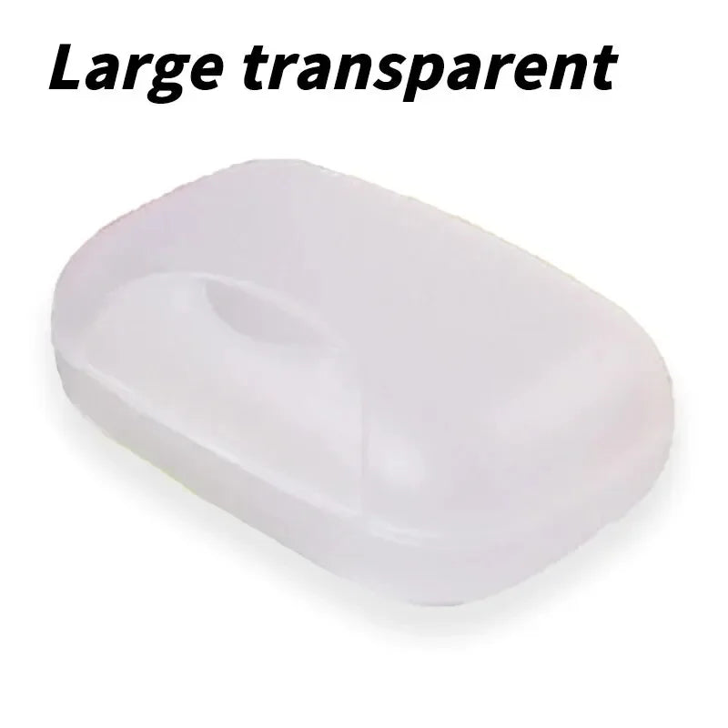 A large transparent white portable soap holder with a lid, designed as a leak-proof travel case.