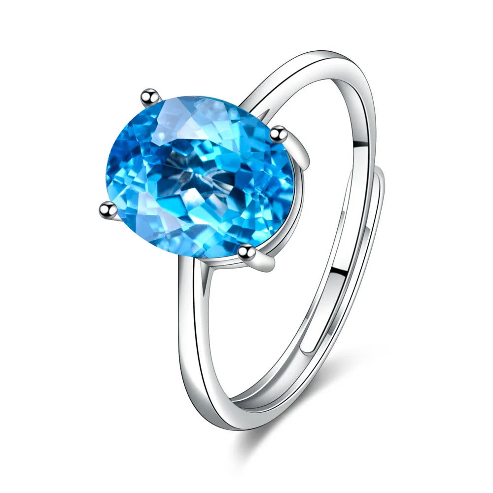925 Sterling Silver Adjustable Ring with Zirconia Stone