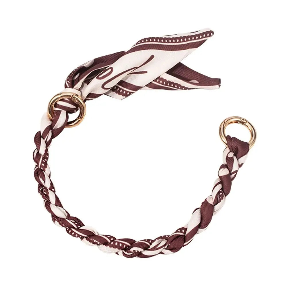 Decorative Silk Scarf Bag Chain with Detachable Bow
