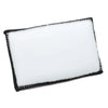 A rectangular white microfiber scrub sponge with a black edge.