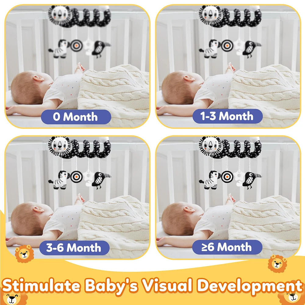 Soft Car Seat & Stroller Toy Set with Mirror, Crinkle, and Squeaky Sounds