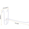 White heavy duty grid hooks for display and organization shown with dimensions.