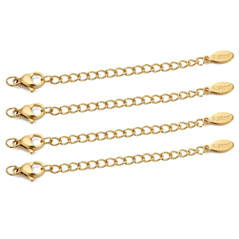 Stainless Steel Extension Chains with Lobster Clasps for Jewelry Making (10-Pack)