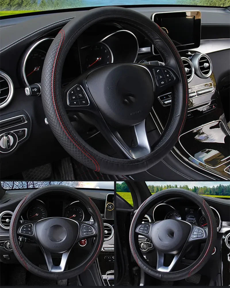 Premium Anti-Slip Leather Car Steering Wheel Cover
