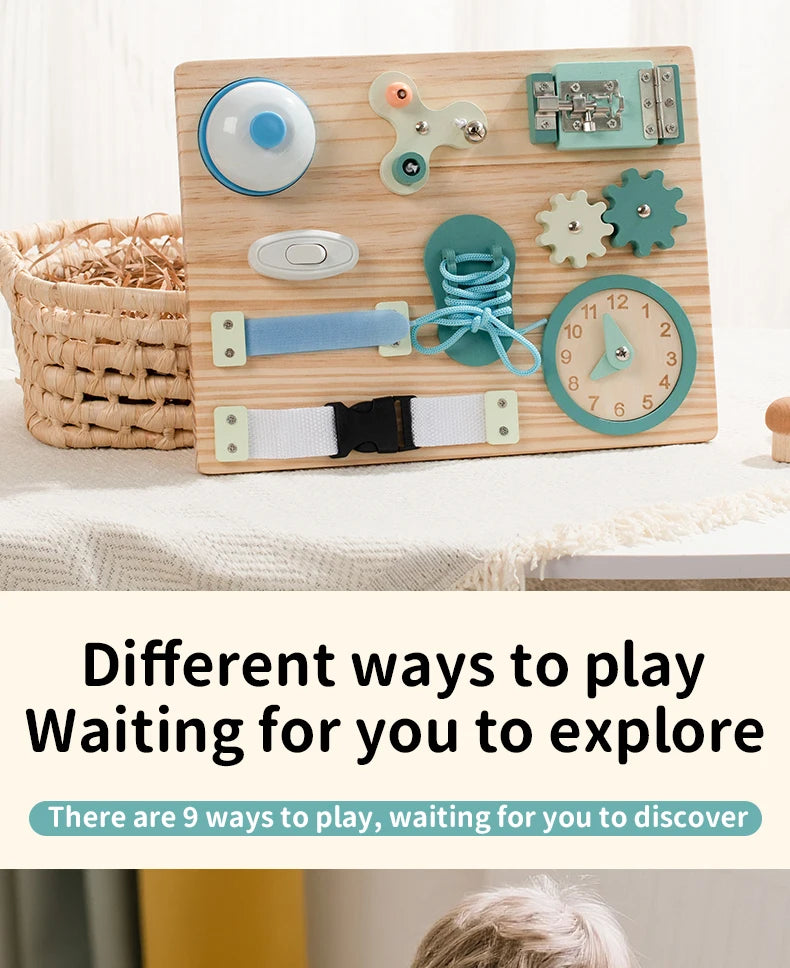 Wooden Steering Wheel Busy Board for Toddlers - Montessori Sensory Toy