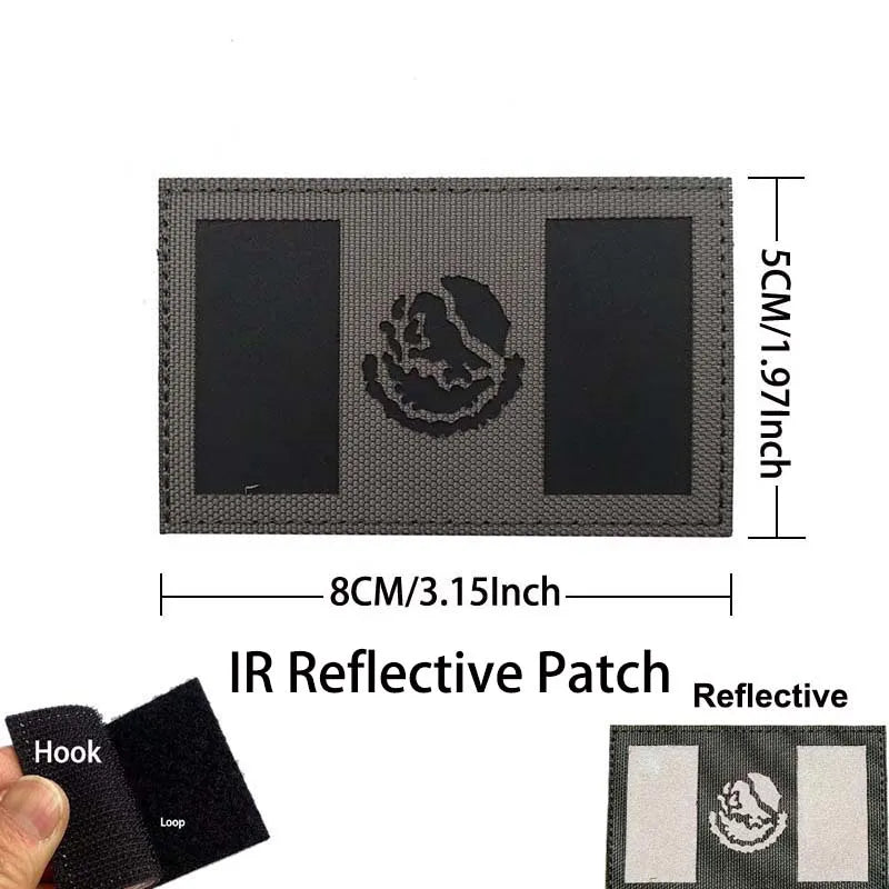 IR Reflective patch featuring an eagle skull design with hook and loop backing