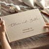Libro de invitados de lino personalizado para bodas