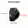 Size description diagram showing dimensions of a black metal button cover and engine switch decal.