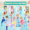 A collection of five dolls dressed in various princess and fairy outfits for a magnetic dress-up play set.