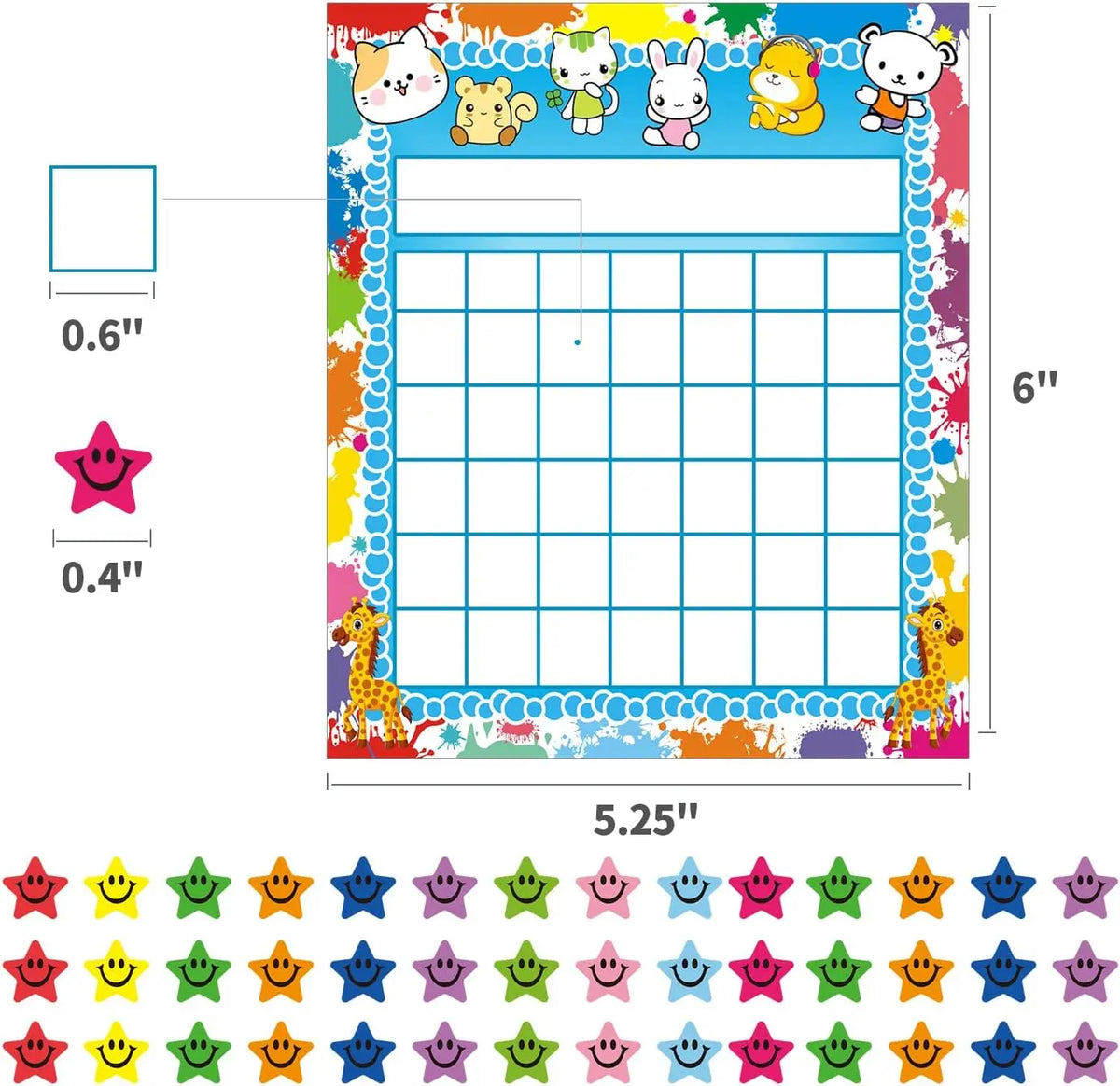 Animal Reward Chart Set with Stickers for Kids