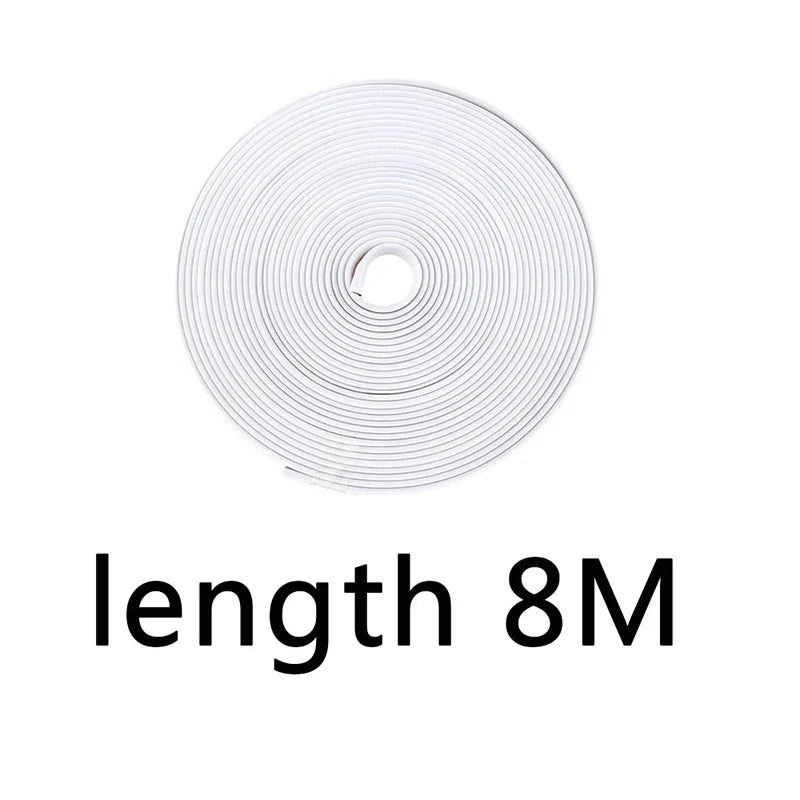 A roll of 8-meter long car wheel rim protector trim or scratch-resistant edge guard.