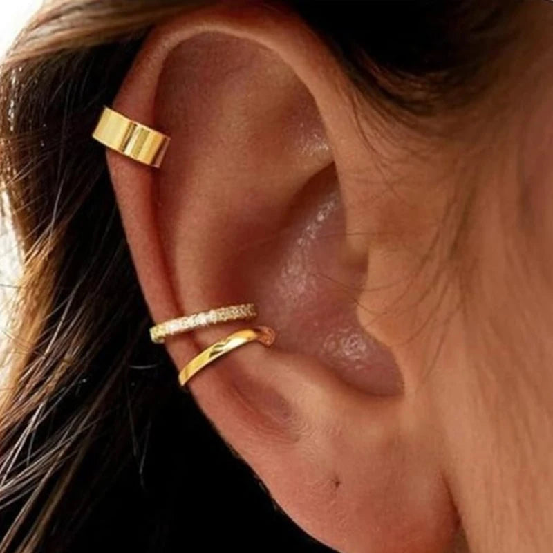 Minimalist Vintage C-Shaped Clip-On Earrings Set