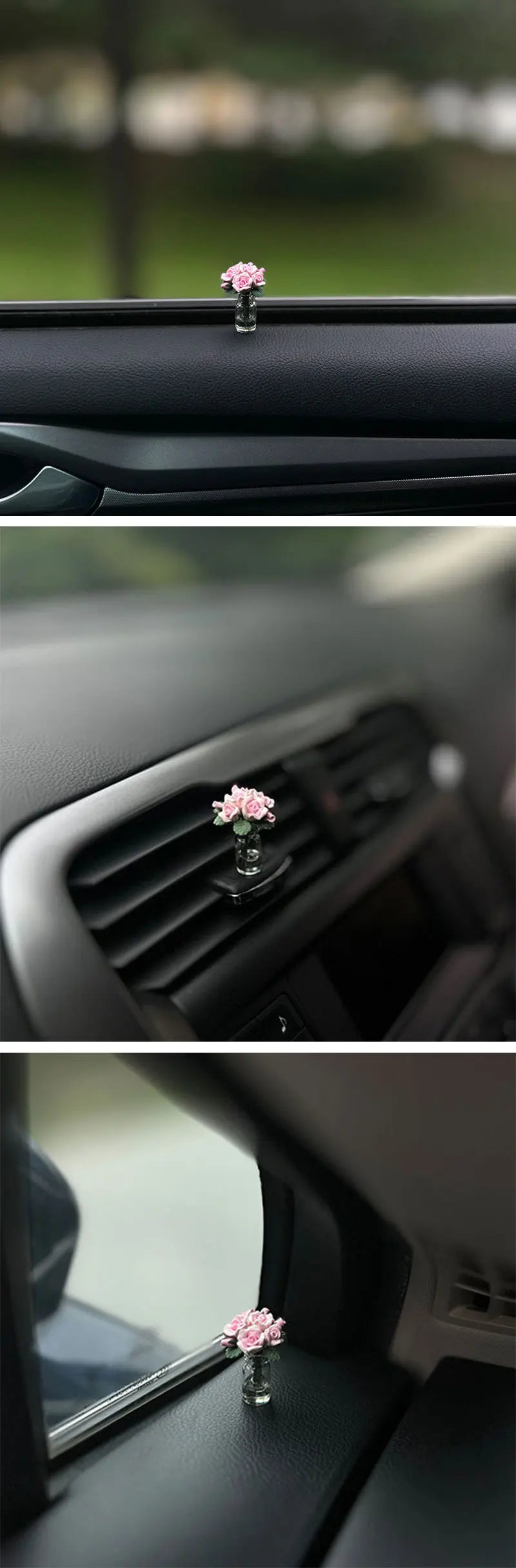 Mini Rose and Sunflower Car Dashboard Vase Decor