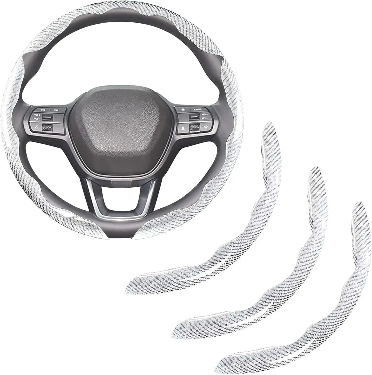 Carbon Fiber Steering Wheel Cover with Non-Slip Leather Grip