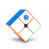 A stickerless GAN 251 M Pro magnetic speed cube shown from an angle with blue, white, and orange faces.