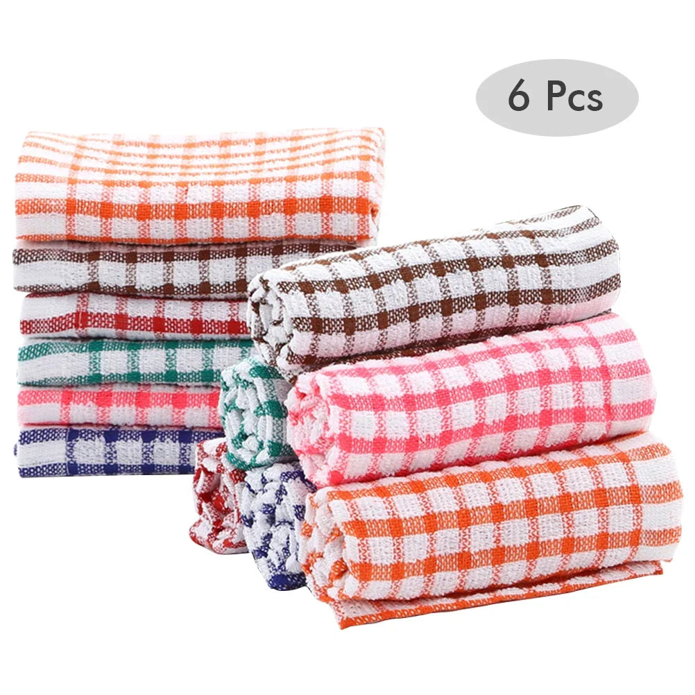 100% Cotton Kitchen Tea Towels – Absorbent & Lint-Free Dish Cloths (6-Pack)