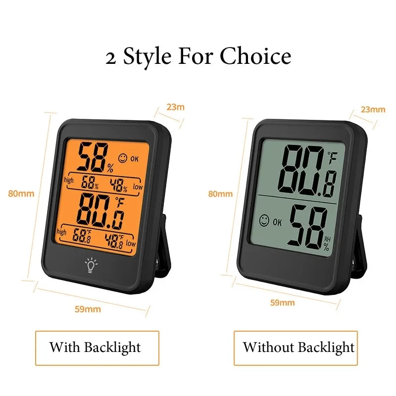 Digital Temperature and Humidity Monitor with Stand, Magnet, and Wall Mount