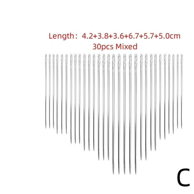 Easy-Threading Stainless Steel Sewing Needles Set (30-Pack)