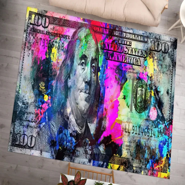 Alfombra de Área con Diseño del Billete de $100 de Benjamin Franklin
