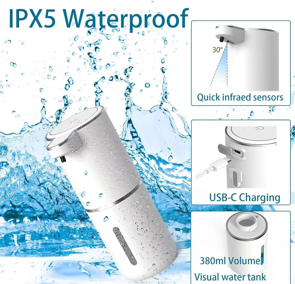 Smart Automatic Foam Soap Dispenser with USB Charging