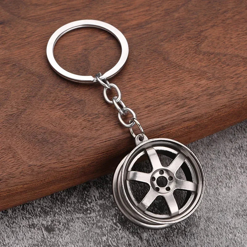 Gearbox Keychain with Turbo Hub and Brake Disc Pendant