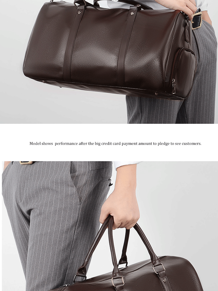 Retro PU Leather Weekender Duffel Bag with Adjustable Shoulder Strap