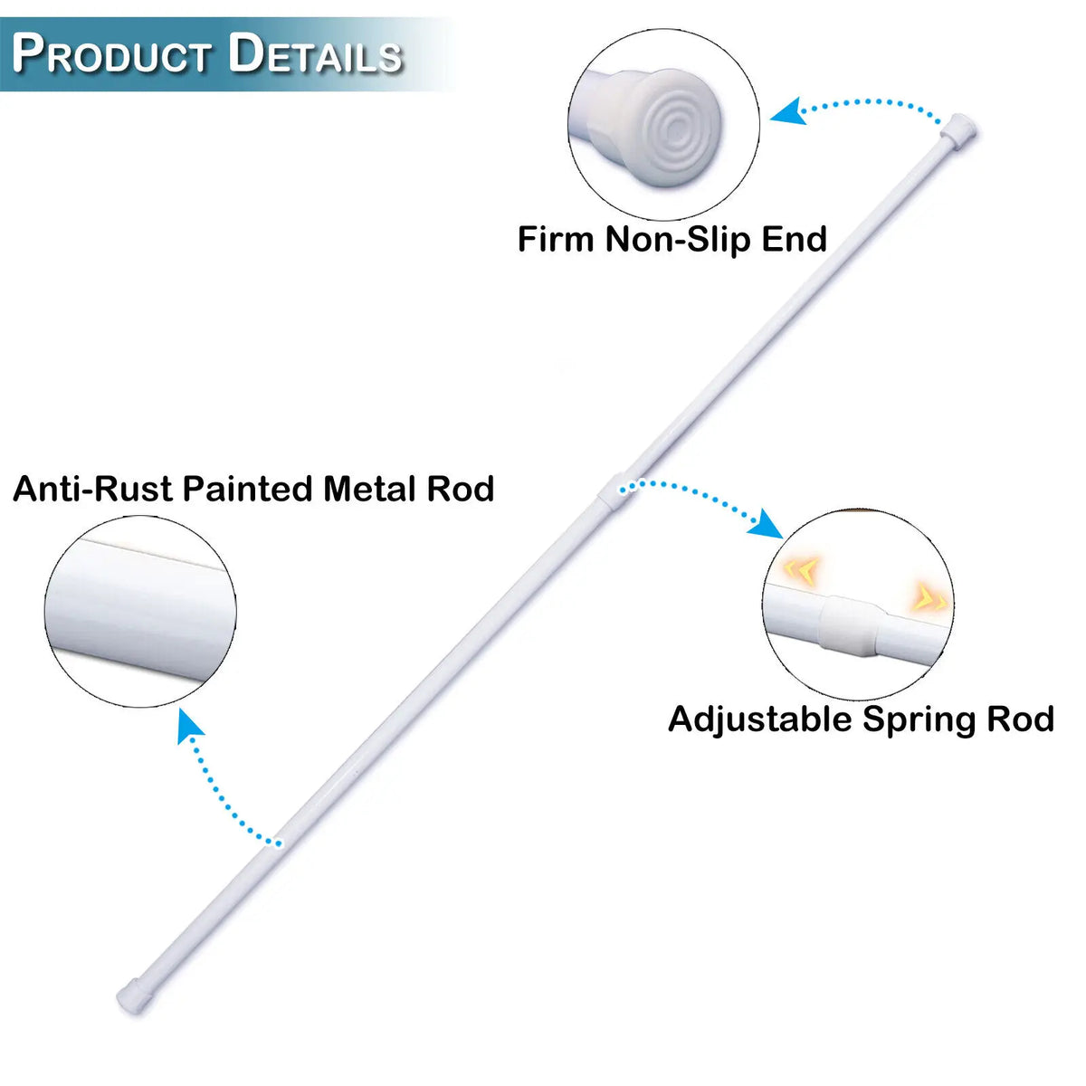 Adjustable Telescopic Curtain Rod with Spring-Loaded Ends