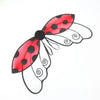 A set of red and white ladybug wings for a costume, featuring spotted red and swirling white designs.