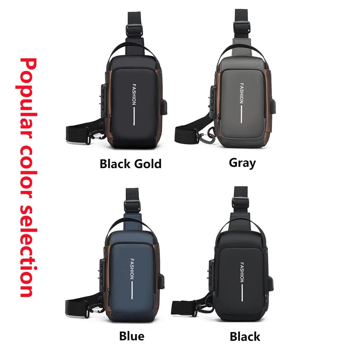 Men's Waterproof Anti-Theft Crossbody Bag with USB Charging Port