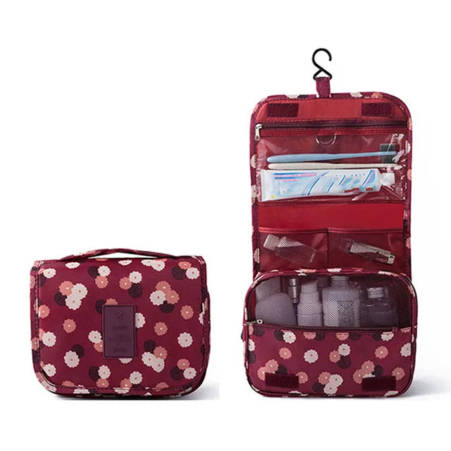 Floral Print Waterproof Hanging Travel Toiletry Bag