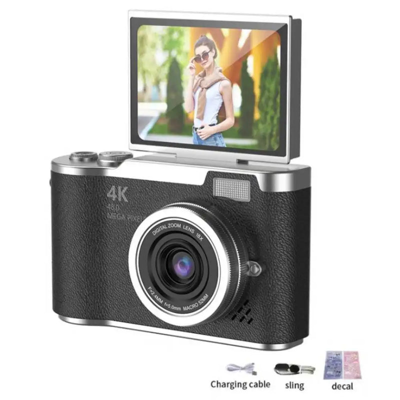 4K Digital Camera with 2.4-Inch Flip Screen and 48MP Sensor