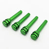 Three bright green aluminum alloy car door lock pins shown against a white background.